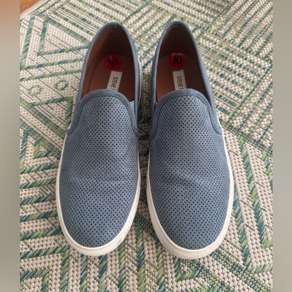 Steve Madden Blue Suede Loafers Slip-Ons 10 Casual Fall Spring VGUC